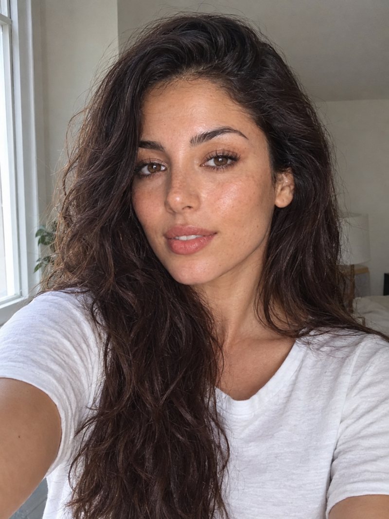 Her everyday selfie at home